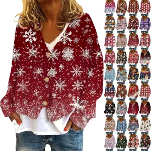 Christmas Cardigans for Women 2024 Flannel Fuzzy Cropped Cardigans Sweaters Cute Button Down Cozy Fleece Cardigans
