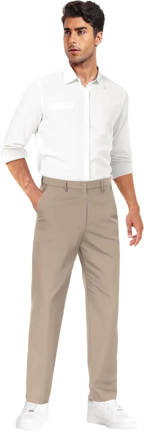COOFANDY Mens Dress Pants Expandable Waist Wrinkle Free Suit Pants Flat Front Casual Dress Slacks