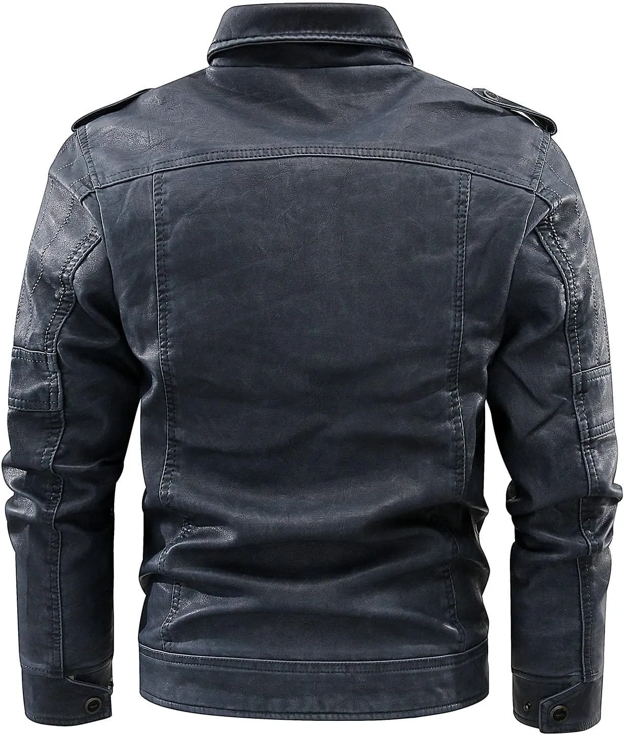 Dgoopd Men Leather Jacket Stand Collar Moto Jacket Vintage Motorcycle Jacket Zip up Faux Leather Jacket Casual Biker Jacket