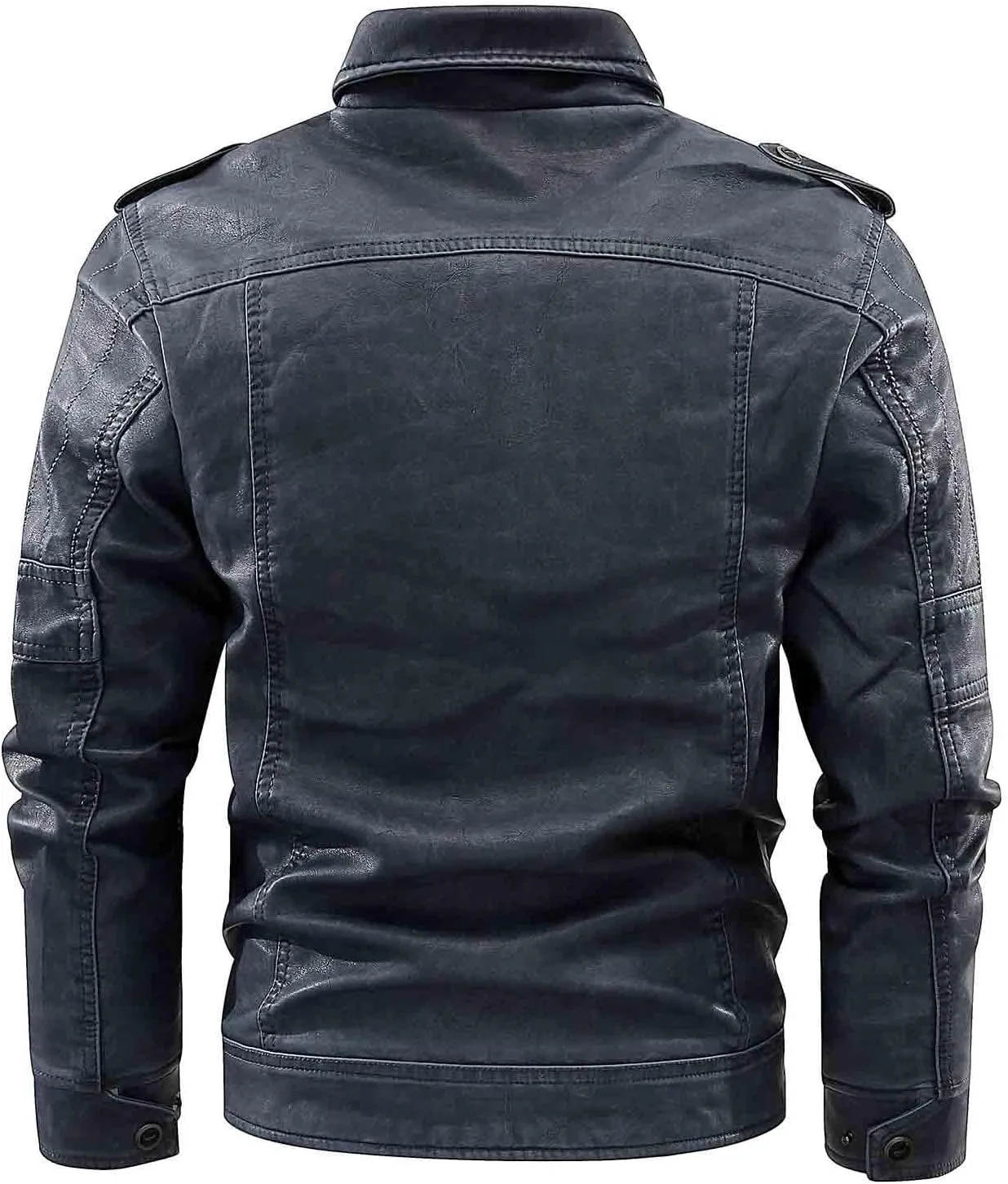 Dgoopd Men Leather Jacket Stand Collar Moto Jacket Vintage Motorcycle Jacket Zip up Faux Leather Jacket Casual Biker Jacket