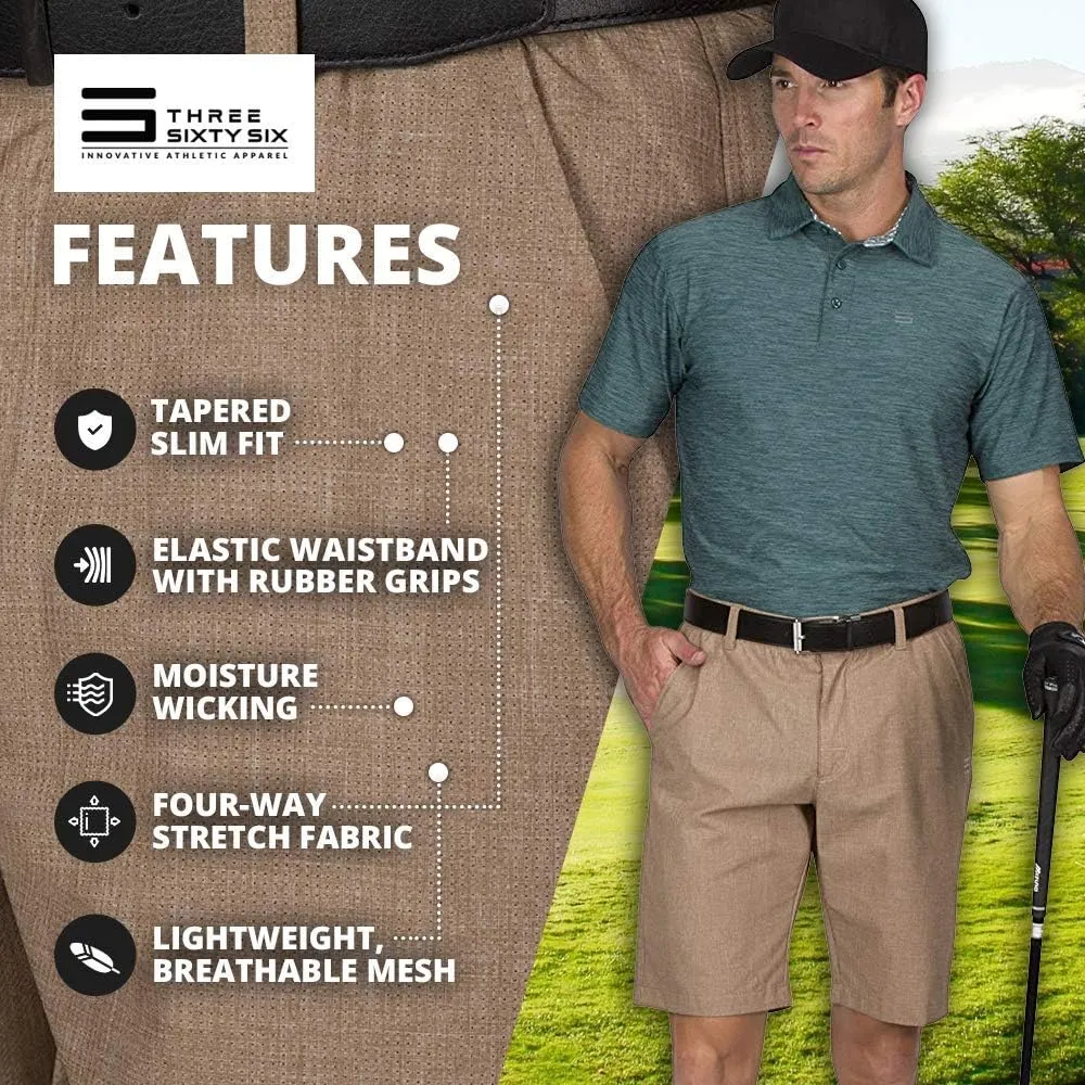 Dry Fit Golf Shorts for Men 10 Inch Inseam - Tapered Slim Fit Chinos - Mens Shorts Athletic