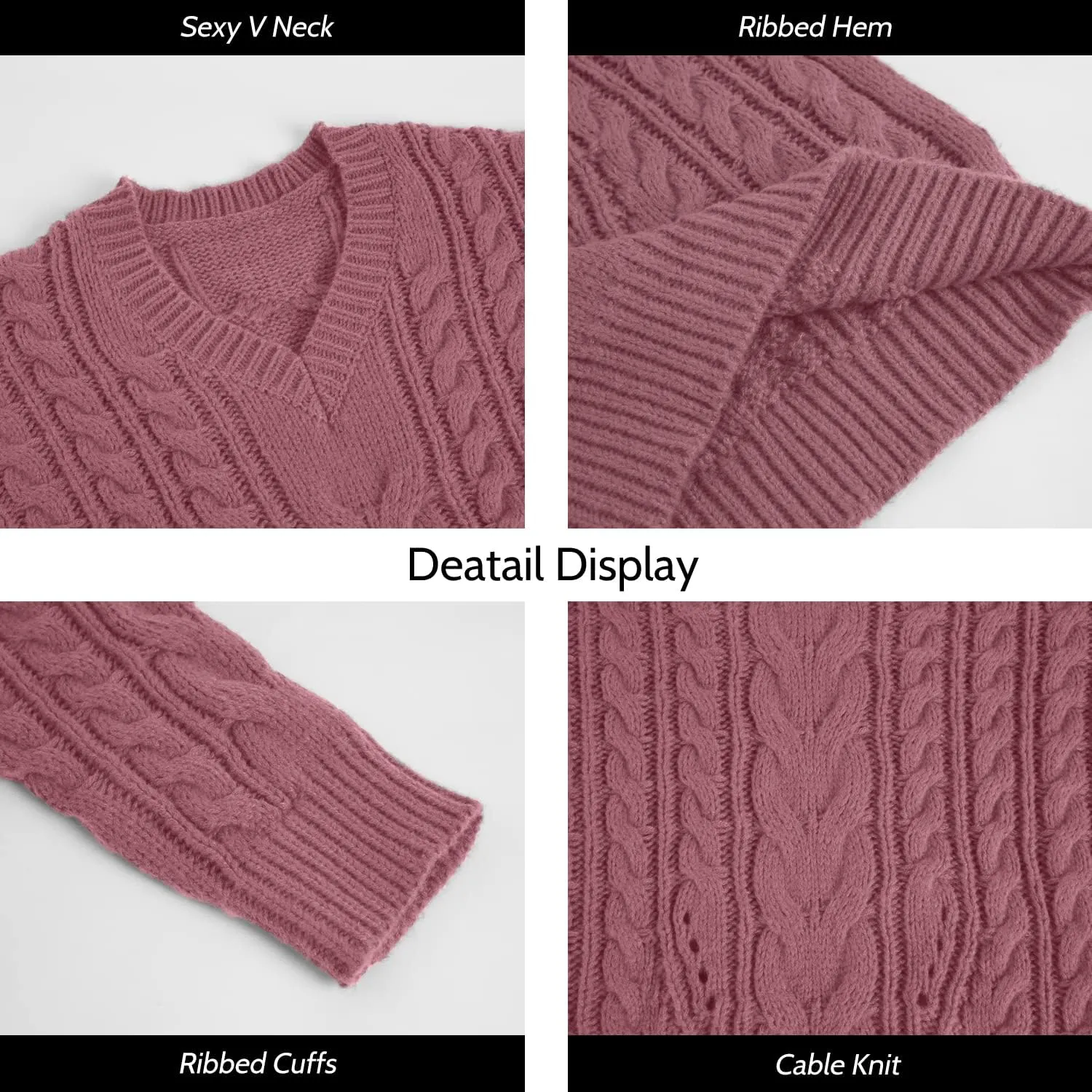 Dyexces Plus Size Sweaters for Women V Neck Long Sleeve Cable Knit Sweaters Casual Fall Sweaters Soft Jumper Tops