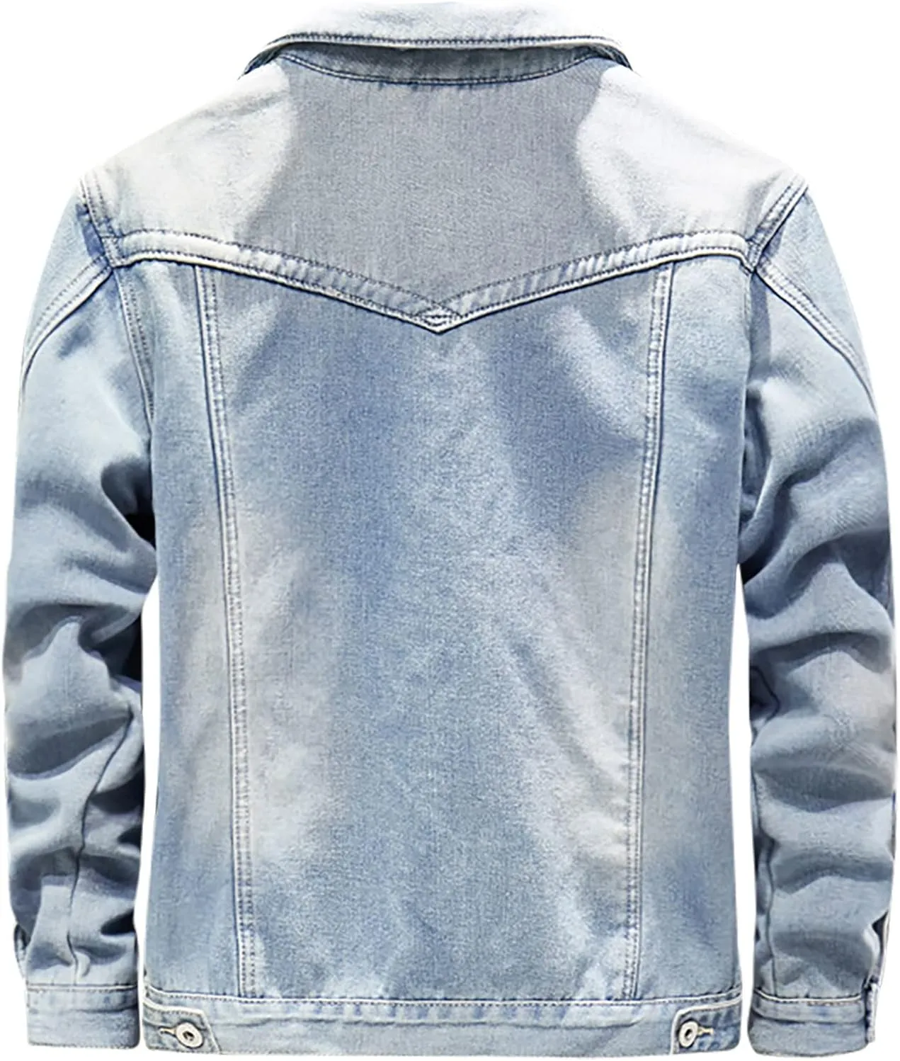 jsaierl Men's Denim Jacket Lapel Sherpa Fleece Lined Thicken Denim Jean Trucker Jacket Coats Slim Casual Jean Jacket