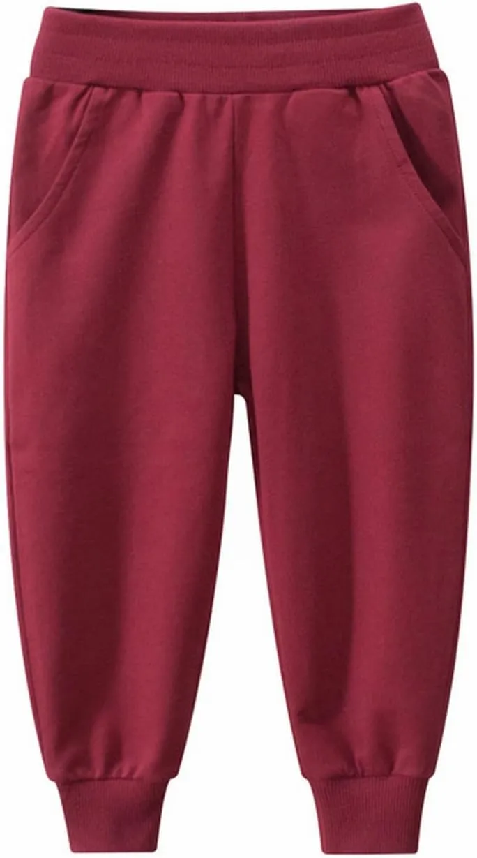 Kids Girls Solid Sweatpants Cotton Pull On Athletic Joggers Elastic Waist Pants Little Teen Girls Spring Clothing