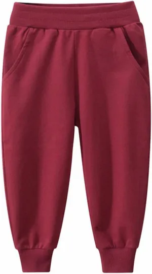 Kids Girls Solid Sweatpants Cotton Pull On Athletic Joggers Elastic Waist Pants Little Teen Girls Spring Clothing