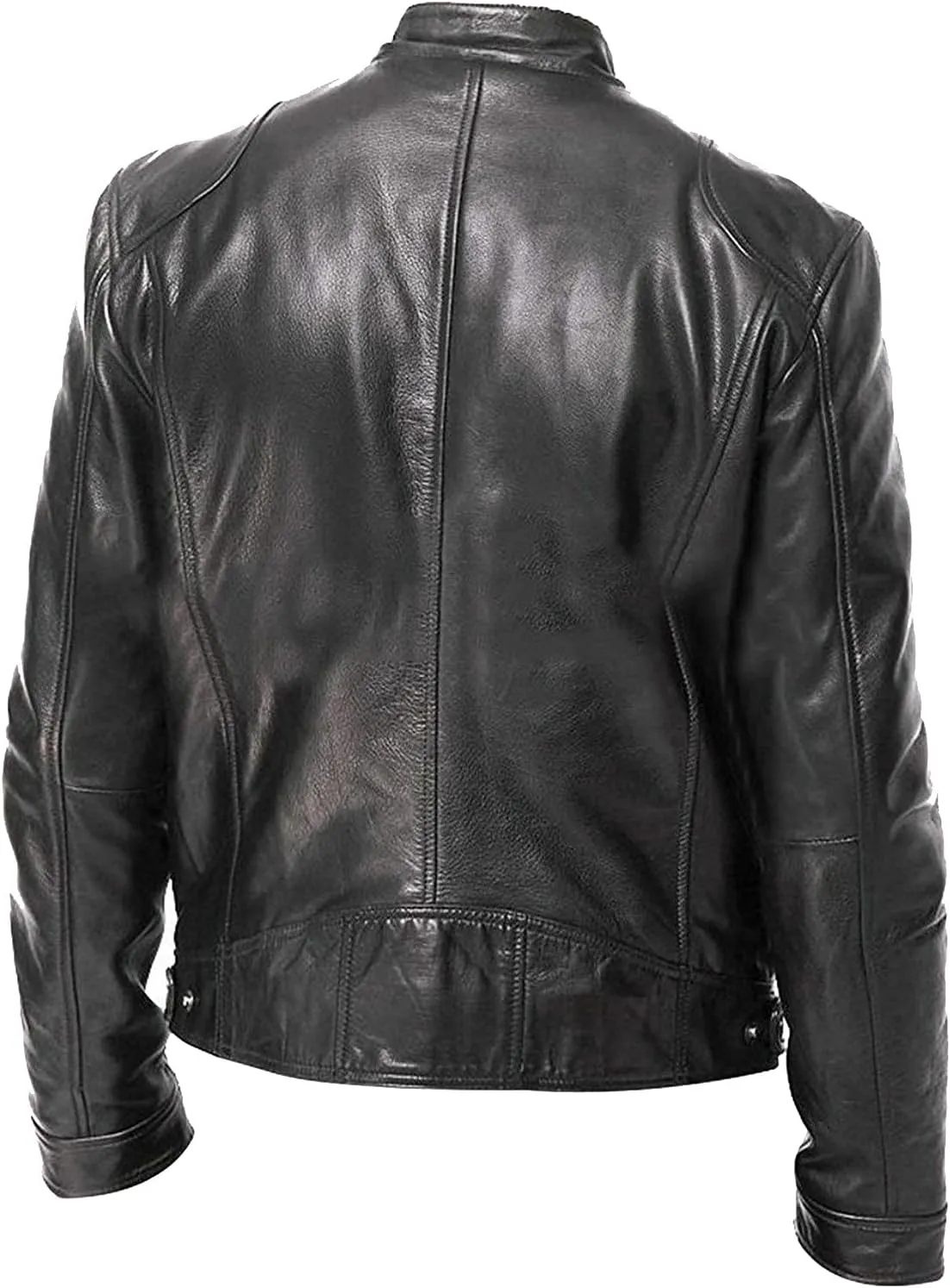 Leather Jacket Men Big And Tall Oversized Full Zip Stand Collar Jackets Faux Leather Motocycle Coats Outwear Pockets