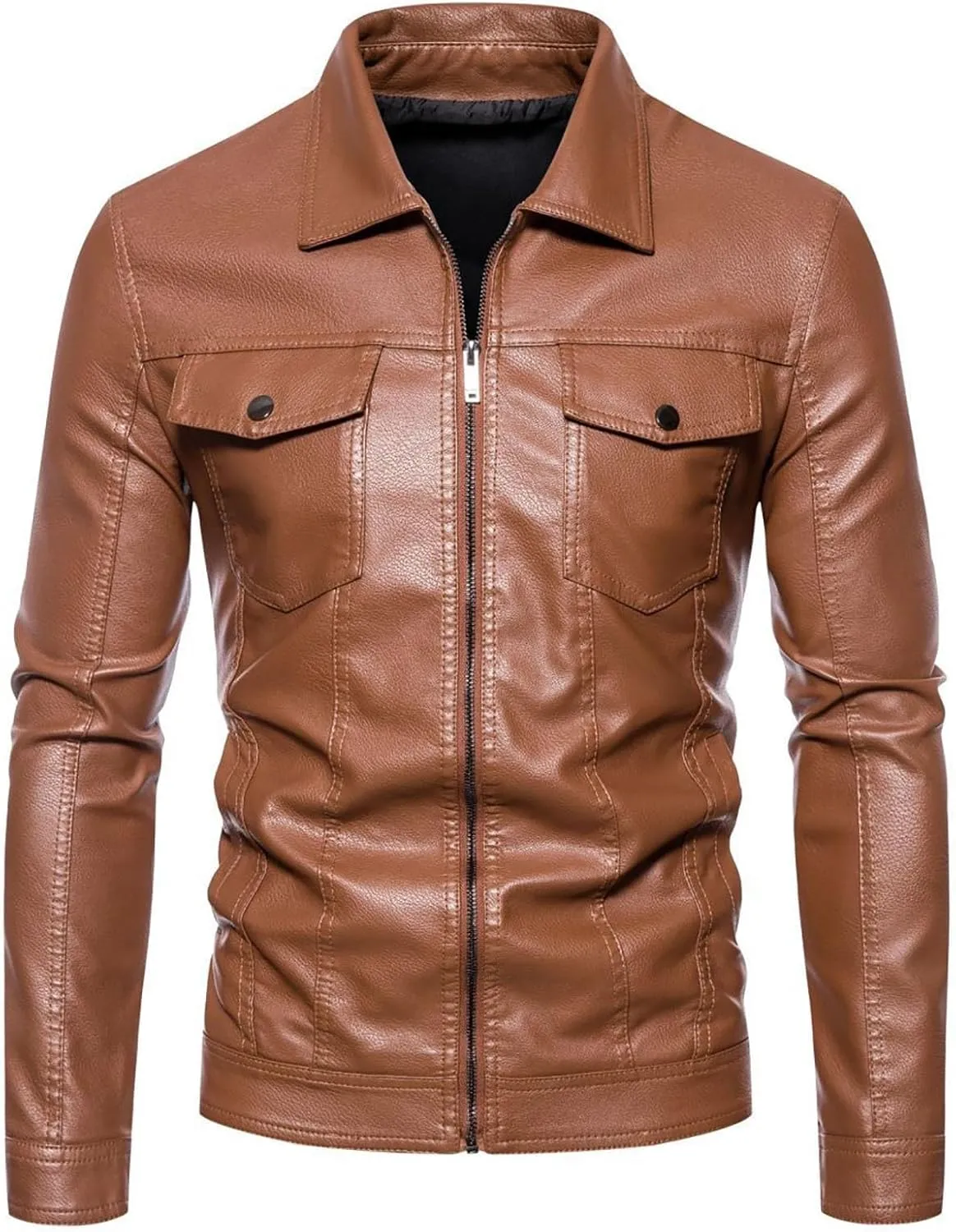 Leather Jacket Men Fleece Lined Motorcycle Jacket Waterproof Biker Jacket Plus Size Winter Coat Casual Moto Jacket