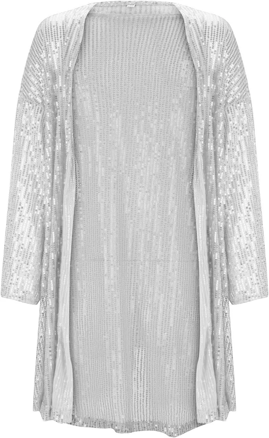 Lightweight Cardigans for Women 2024 Summer Loose Fit Long Sleeve Sequin Cardigan Solid Color Casual Blouses