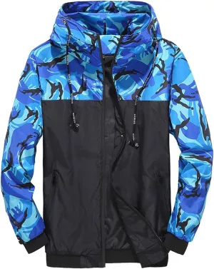 Lightweight Men's Windbreaker Waterproof Rain Jacket Casual Fall Winter Outdoor Running Hiking Zip-Up Hooded Raincoat