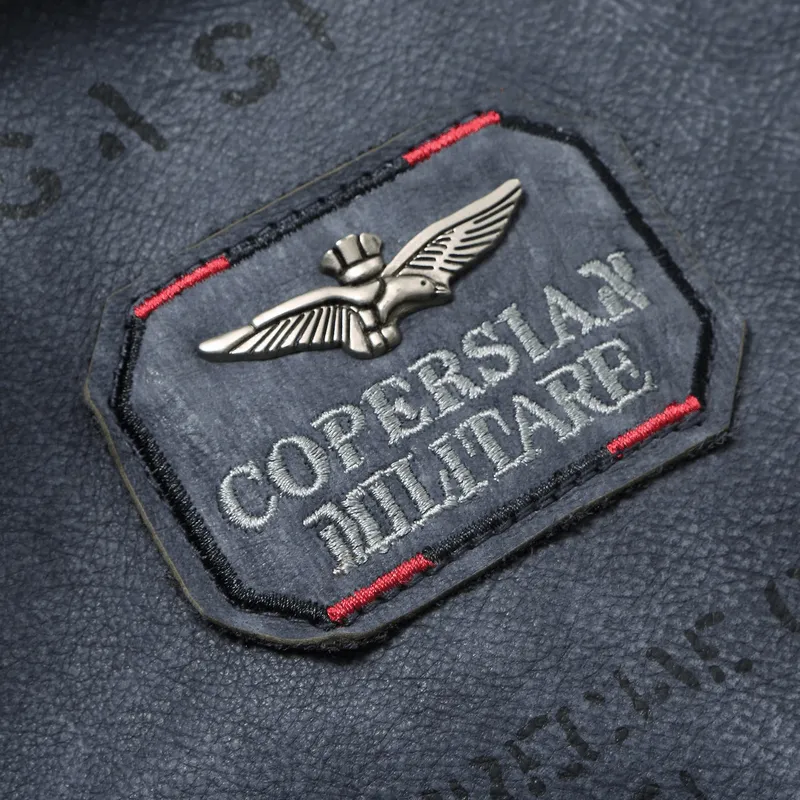 Men’s Embroidery Motorcycle Jackets with Big Pockets / Zippers Genuine Leather Jackets