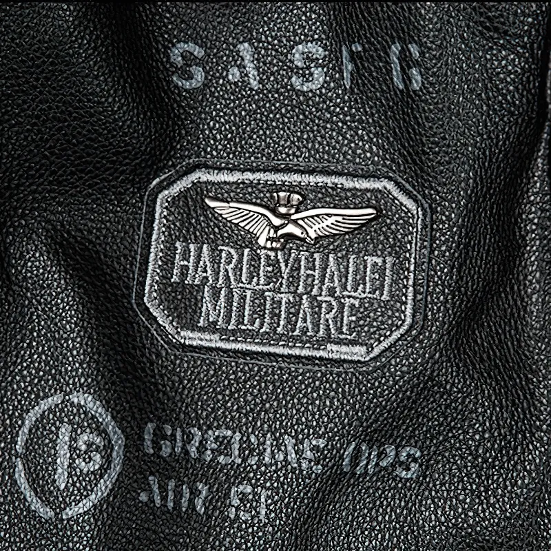 Men’s Embroidery Motorcycle Jackets with Big Pockets / Zippers Genuine Leather Jackets