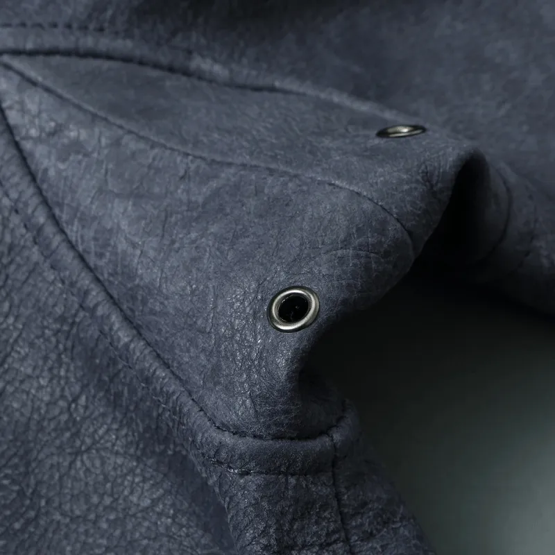 Men’s Embroidery Motorcycle Jackets with Big Pockets / Zippers Genuine Leather Jackets