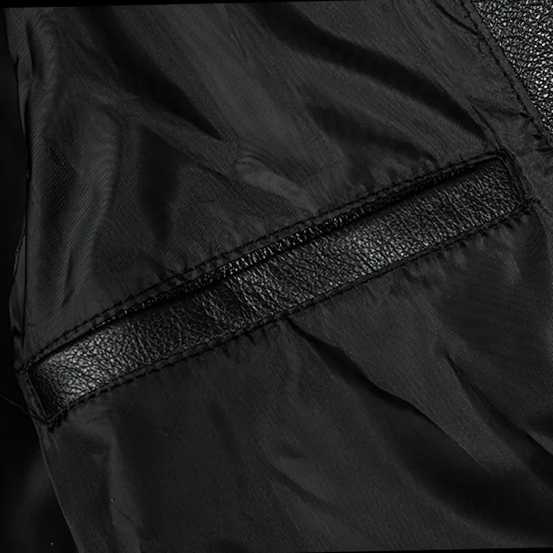 Men’s Embroidery Motorcycle Jackets with Big Pockets / Zippers Genuine Leather Jackets