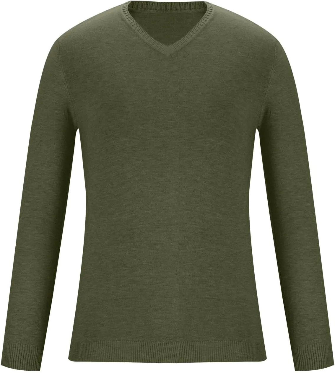 Mens Fashion V Neck Sweaters Lightweight Banded Bottom Long Sleeve Slim Fit Pullover Business Casual Dress Sweater
