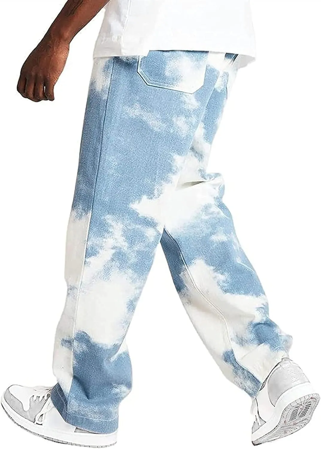 Men's Jeans Men's Regular Fit Straight Leg Jean Men's Tie Dye Jeans Men'sWide Leg Pants Baggy Jeans