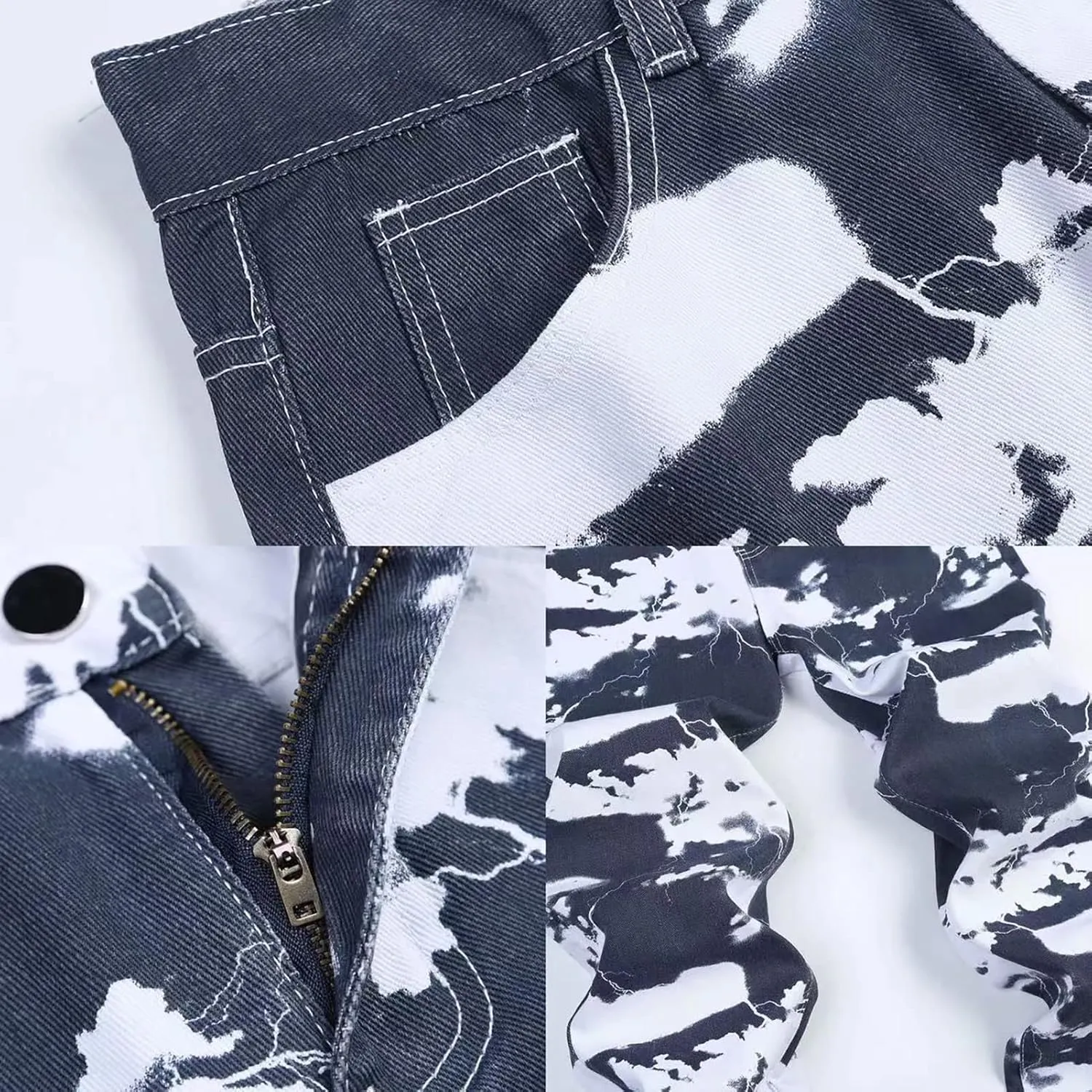 Men's Jeans Men's Regular Fit Straight Leg Jean Men's Tie Dye Jeans Men'sWide Leg Pants Baggy Jeans