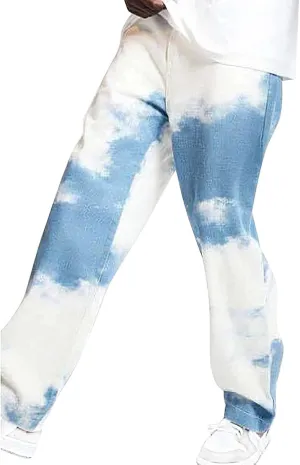 Men's Jeans Men's Regular Fit Straight Leg Jean Men's Tie Dye Jeans Men'sWide Leg Pants Baggy Jeans