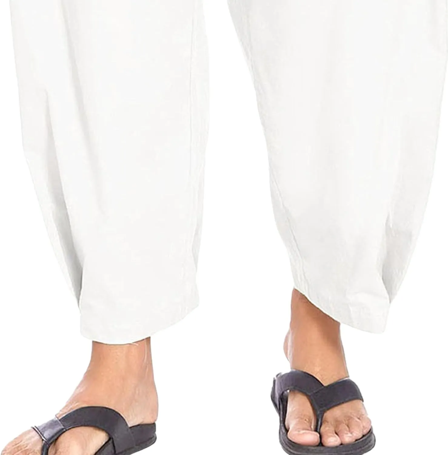 Men's Lightweight Linen Lounge Lantern Pants Classic Jogger Yoga Loose Chinos Casual Elastic Waist Trousers