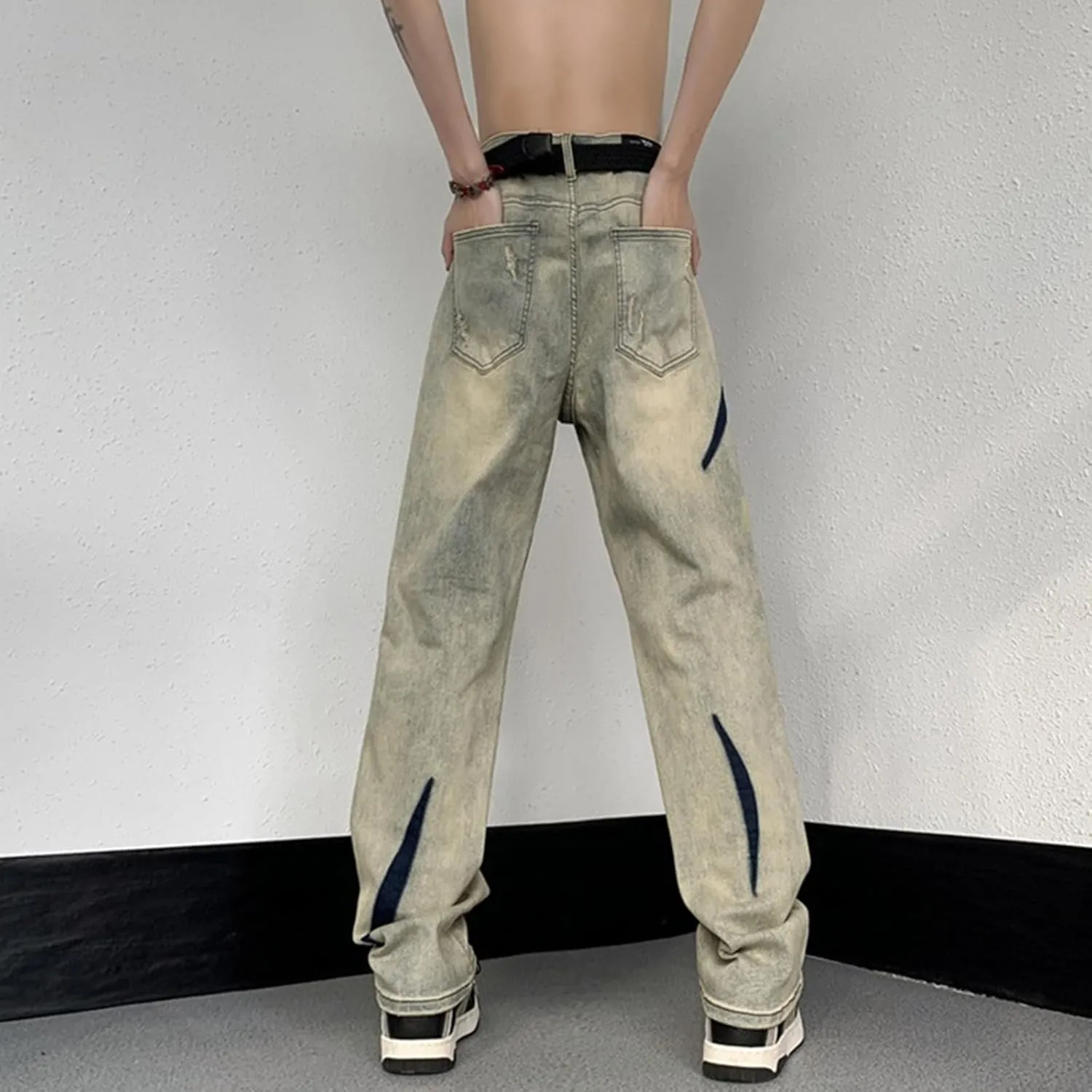 Men's Ripped Distressed Design Regular Fit Jeans Casual Loose Jeans