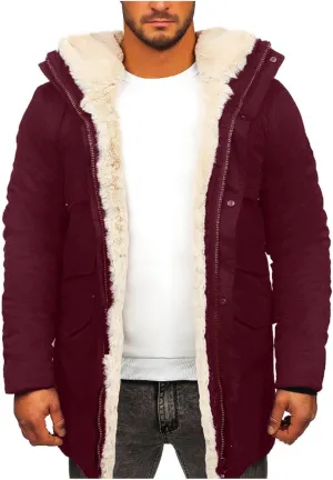 Men's Sherpa Jacket Winter Fleece Lined Cargo Coat Warm Trucker Jackets Classic Outdoor Windproof Hooded Coats