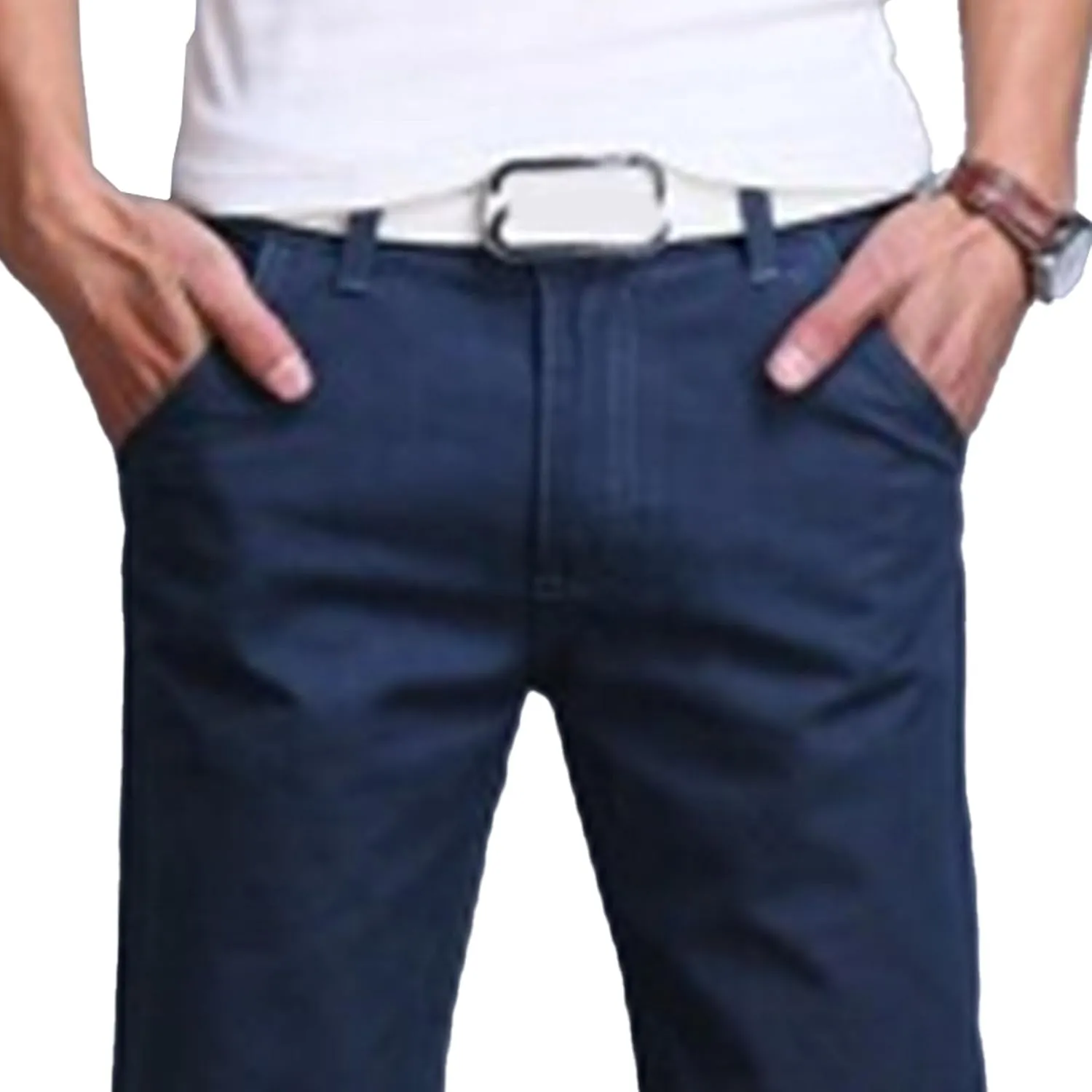Men's Style Comfy Solid Chinos Pants Casual Slim Fit Business Slack Stretch Straight Fashion Trousers