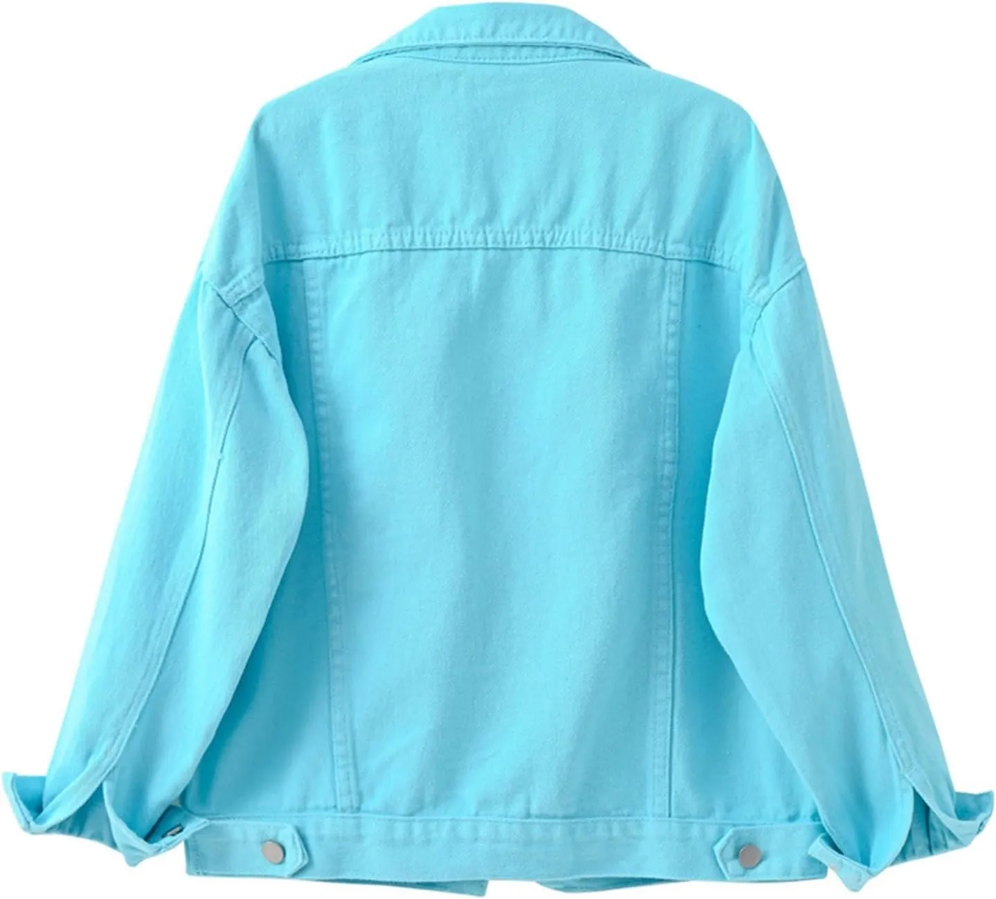 PETYCZEN Womens Jean Jacket Classic Fit Long Sleeve Cropped Denim Jacket Lapel Button Down Boyfriend Jean Jackets Fall Coats