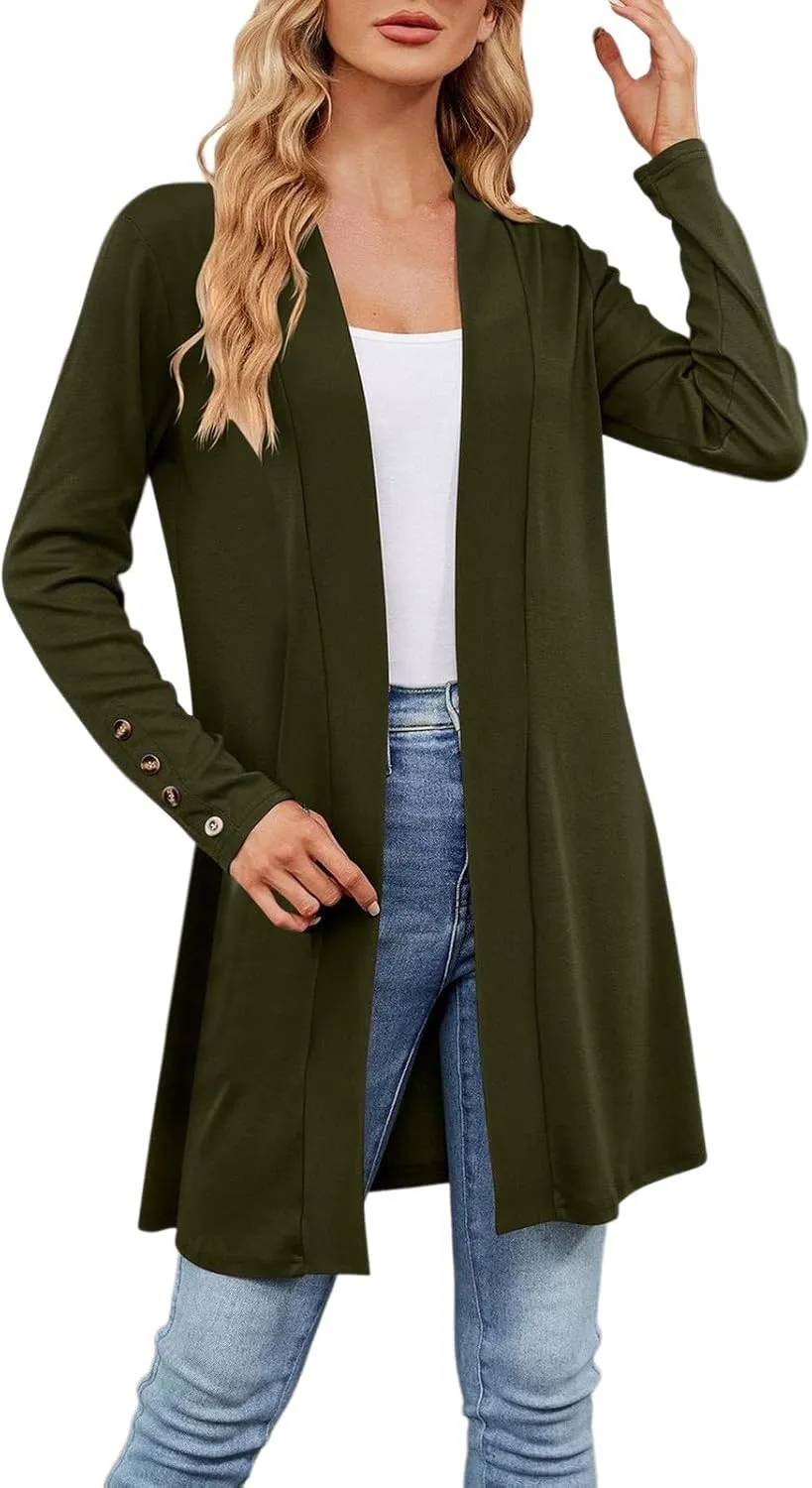 Plus Size Cardigan for Women Dressy Casual Long Sleeve Open Front Knit Chunky Cardigan Sweaters for Womens Coat