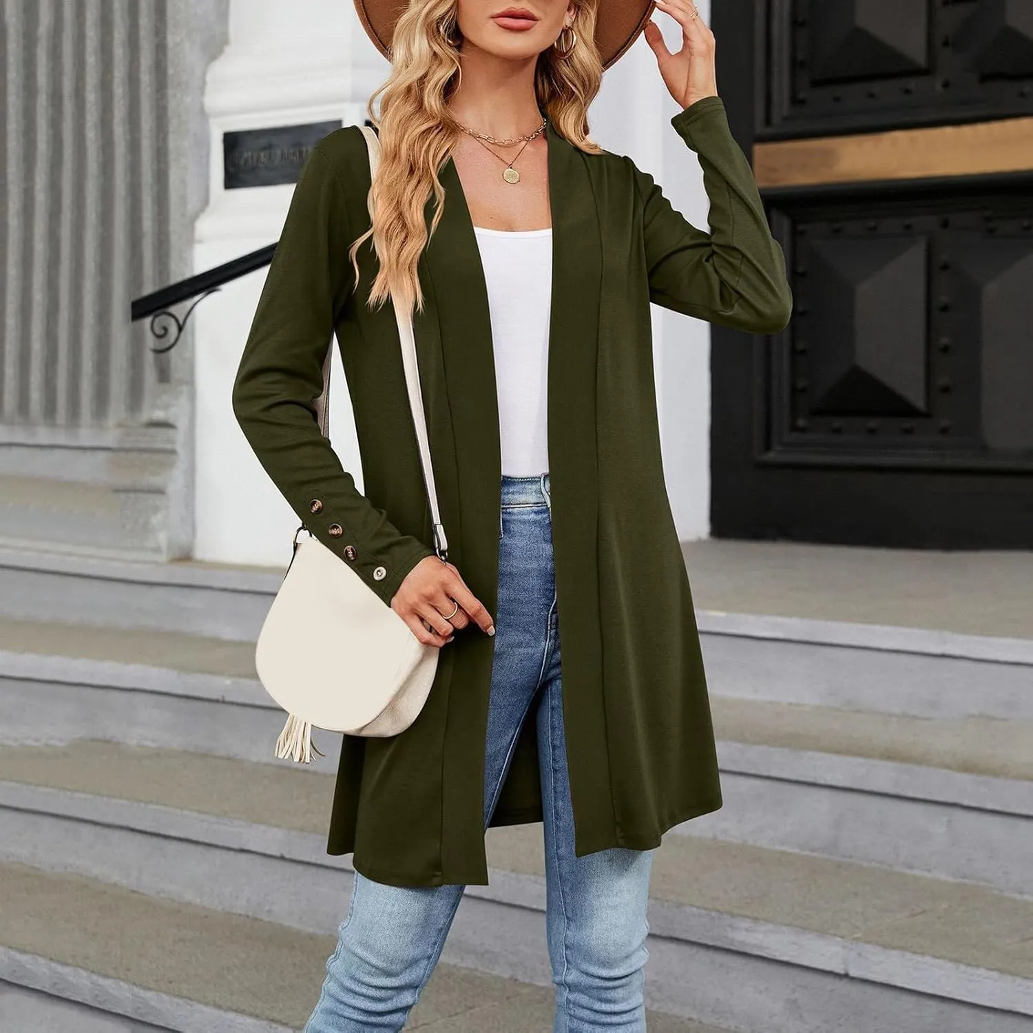 Plus Size Cardigan for Women Dressy Casual Long Sleeve Open Front Knit Chunky Cardigan Sweaters for Womens Coat