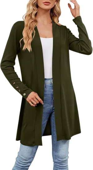 Plus Size Cardigan for Women Dressy Casual Long Sleeve Open Front Knit Chunky Cardigan Sweaters for Womens Coat
