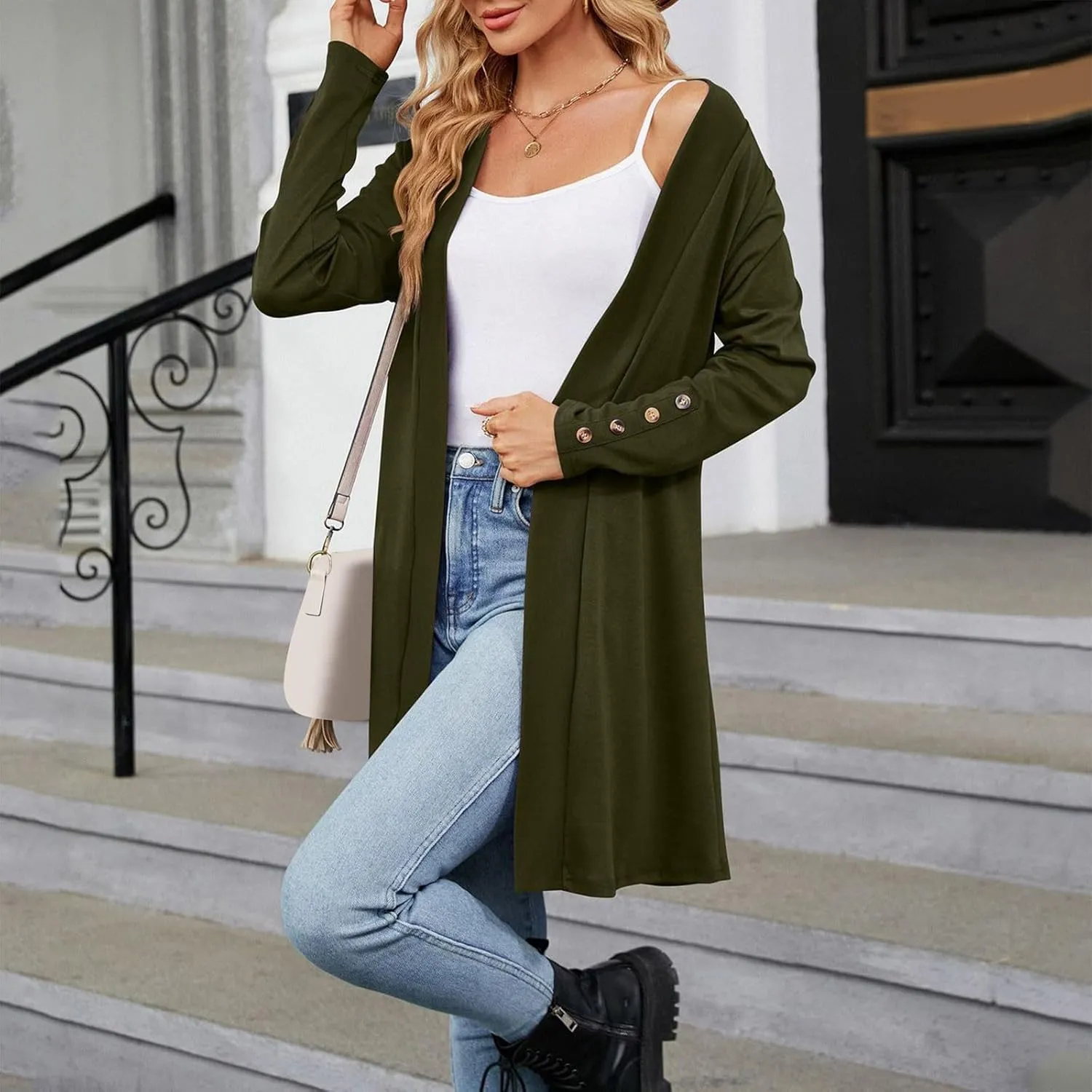 Plus Size Cardigan for Women Dressy Casual Long Sleeve Open Front Knit Chunky Cardigan Sweaters for Womens Coat