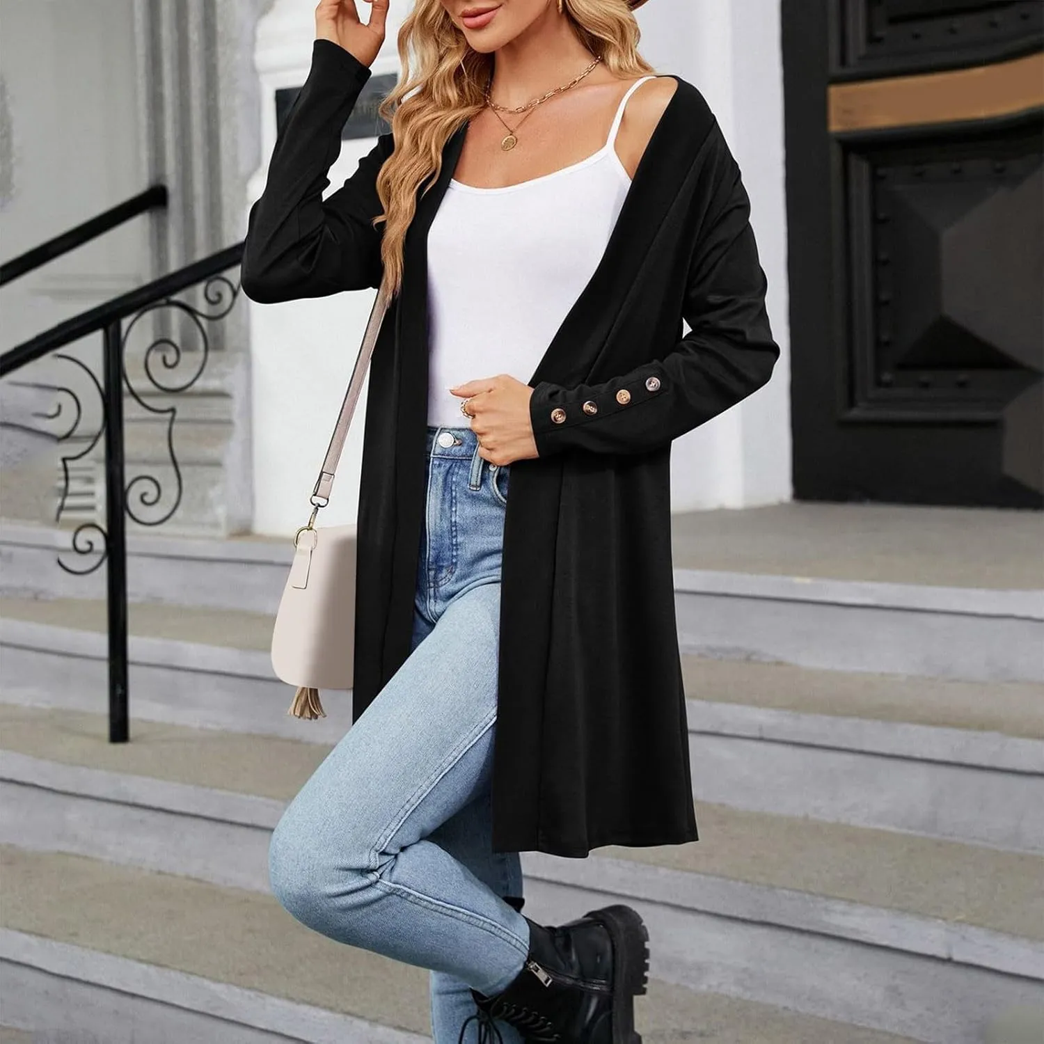 Plus Size Cardigan for Women Dressy Casual Long Sleeve Open Front Knit Chunky Cardigan Sweaters for Womens Coat