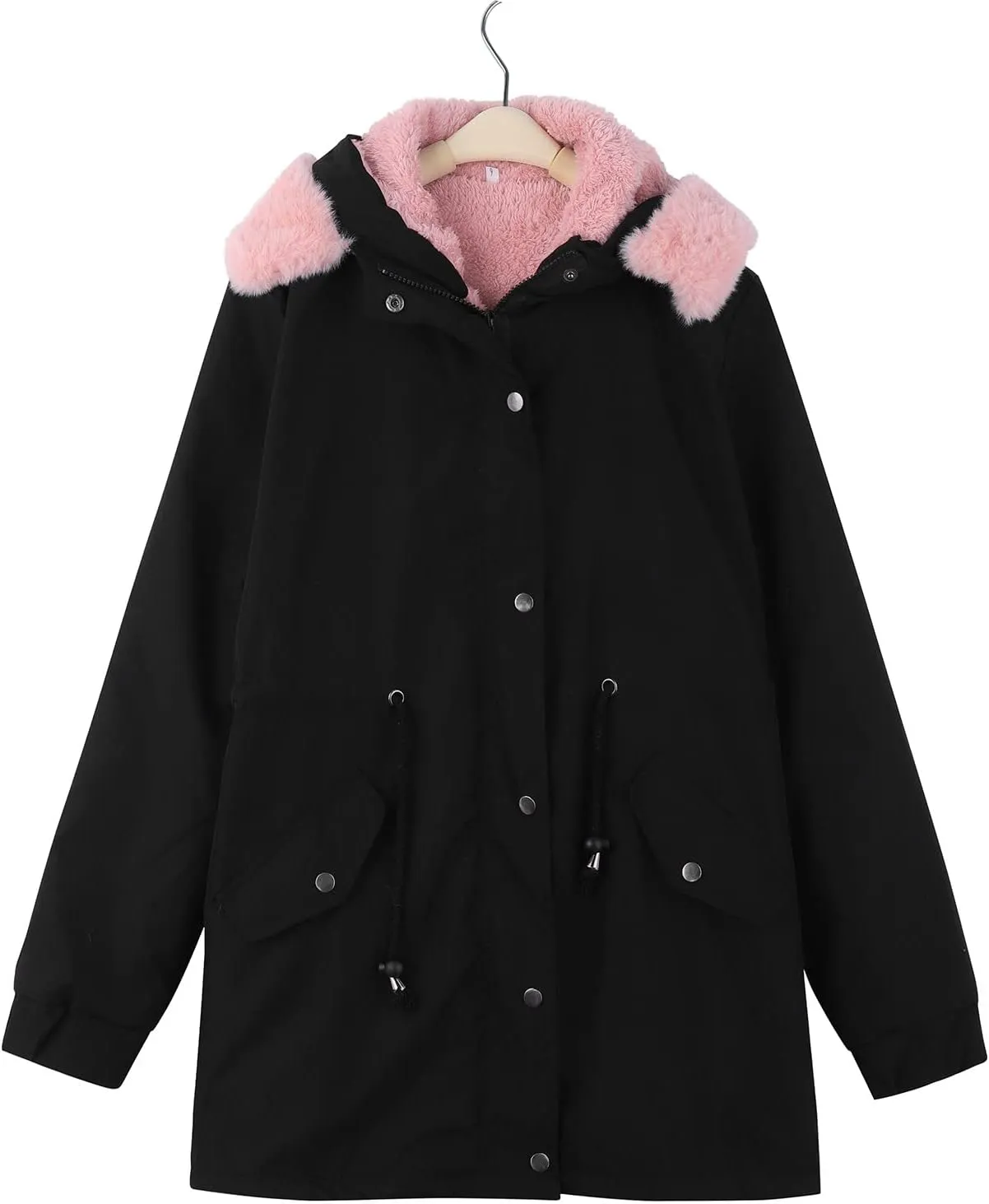 Women Winter Wool Blend Camel Mid-Long Coat Notch Double-Breasted Lapel Jacket Outwear