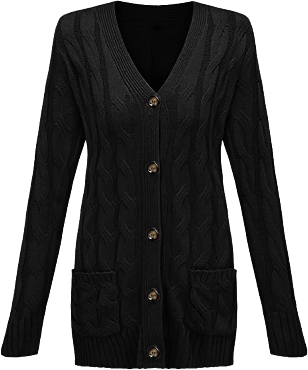 Womens Long Cardigan Sweaters Cable Knit Long Sleeve Cardigan Chunky Open Front Button Sweaters Fall Outfits 2024