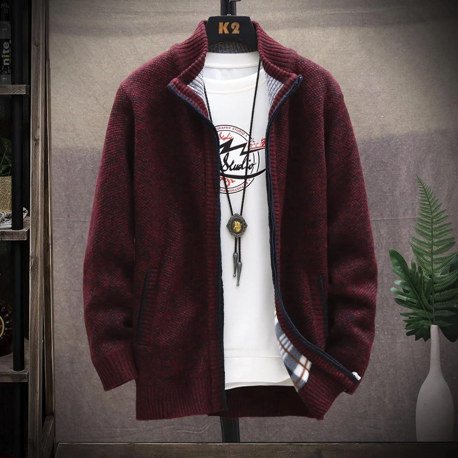 Ymosrh Jackets for Men Fashion Autumn and Winter Men's Loose Cardigan Warm Lapel Hooded Jacket Sweater Jackets